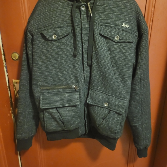 Sasquash Men' Gray Speckled/Black Jacket With Hoodie  Size XLarge - Picture 3 of 15